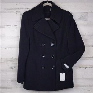 Calvin Klein Women's Double Breasted Peacoat Black Size 8